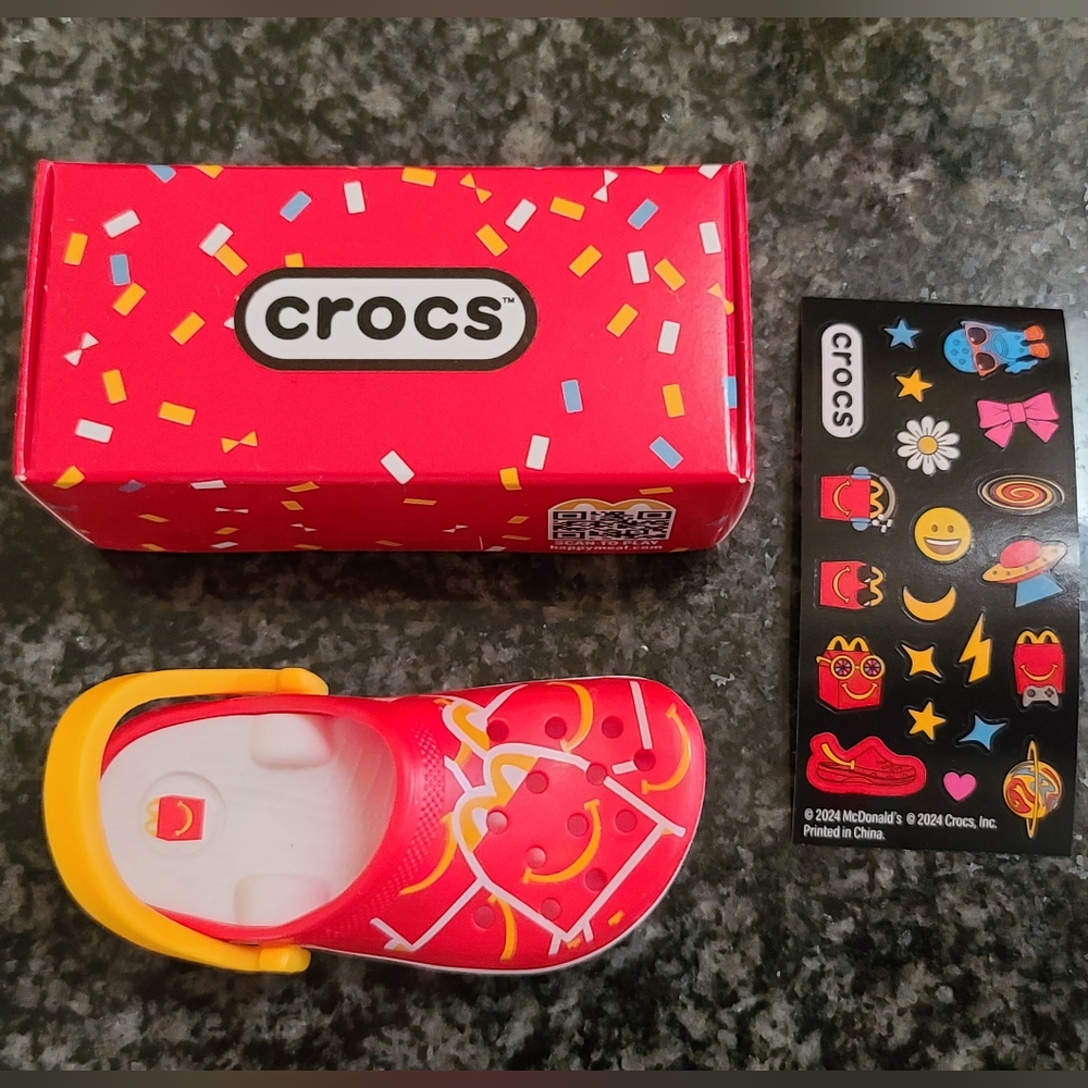McDonald's x Crocs Red Happy Meal Pattern Keychain w/ Sticker Sheet